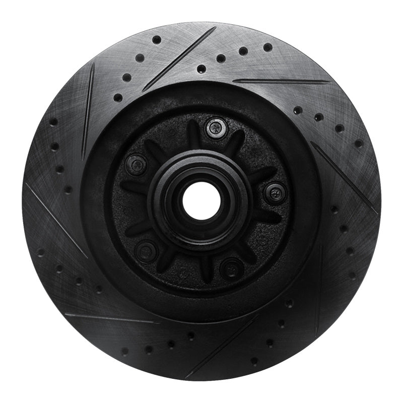 R1 Concepts R1 97-99 Ford F-150 RWD Front Right Drilled & Slotted Black Brake Rotor