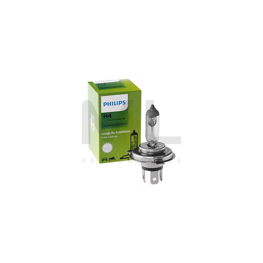 PHILIPS LongLife EcoVision 12342LLECOC1 Bulb, spotlight H4 12V 60/55W P43t-38 3000K Halogen | ML Performance Car Parts