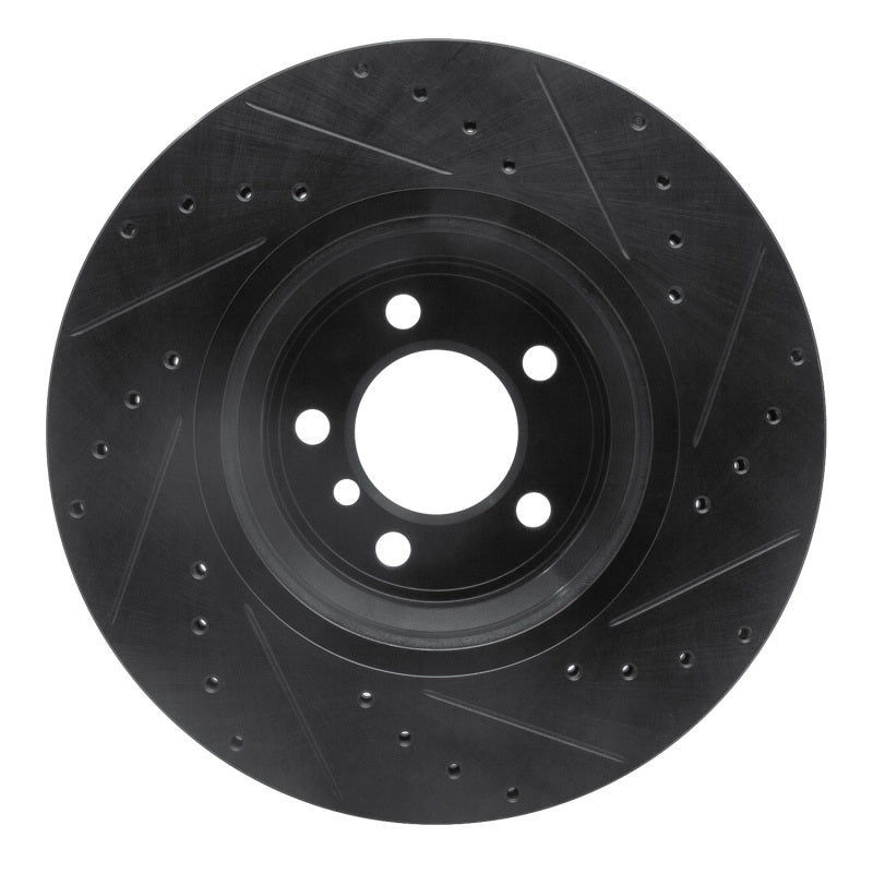 R1 Concepts R1 02-08 BMW 745LI Front Left Drilled & Slotted Black Brake Rotor