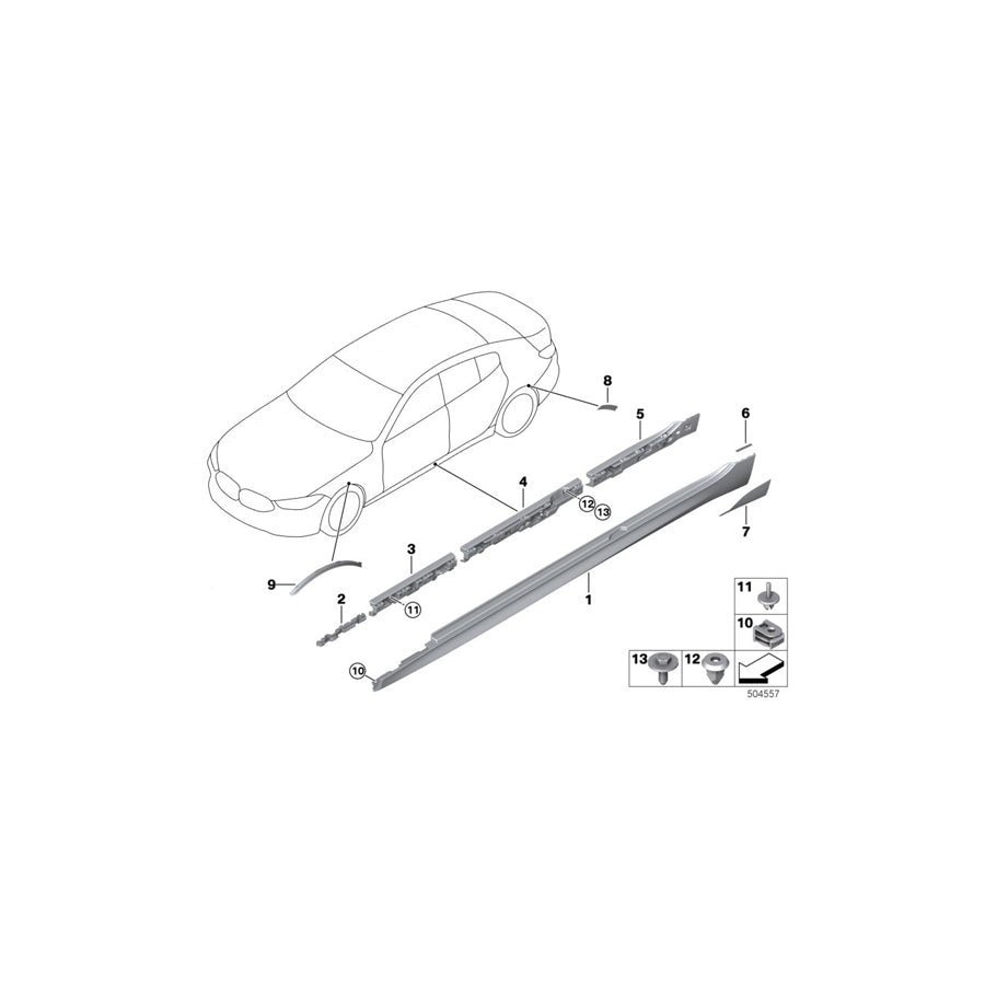 Genuine BMW 51777946678 G16 Sill Trim Panel, Primed Right (Inc. 840i, 840dX & 840iX) | ML Performance US Car Parts