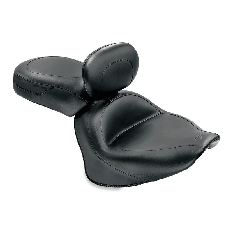 Mustang Motorcycle Mustang 07-17 Yamaha V-Star 1300, 1300 Tourer Wide Touring 2PC Seat w/Driver Backrest - Black