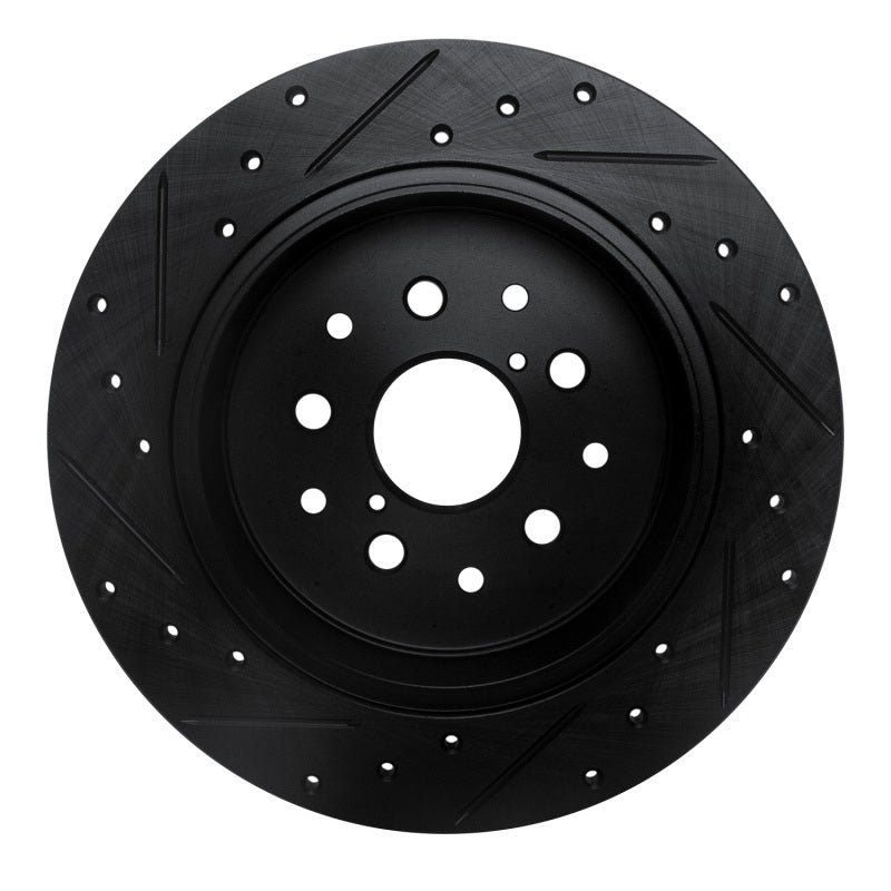 R1 Concepts R1 98-10 Lexus GS400 Rear Right Drilled & Slotted Black Brake Rotor