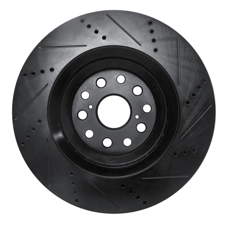 R1 Concepts R1 07-23 Lexus LS500h Left Front Drilled & Slotted Black Brake Rotor