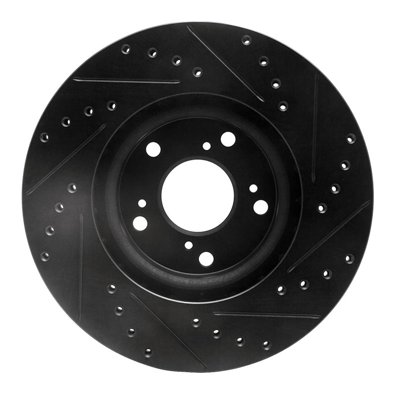 R1 Concepts R1 02-15 Acura CSX Front Left Drilled & Slotted Black Brake Rotor