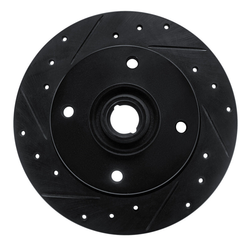 R1 Concepts R1 65-74 Volkswagen Type 3 Sedan Front Left Drilled & Slotted Black Brake Rotor
