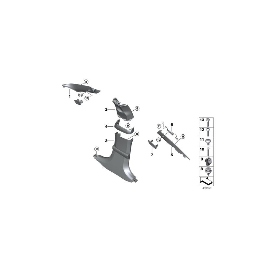 Genuine BMW 51438737615 G16 Cover, B-Column Bottom Left BLACK (Inc. 840i, 840dX & 840iX) | ML Performance US Car Parts
