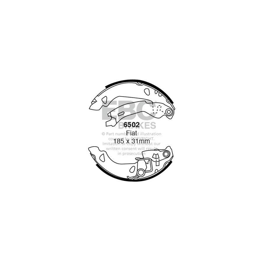 EBC 6502 Fiat Rear Brake Shoes (Inc.Panda & Uno) 1 | ML Performance US Car Parts