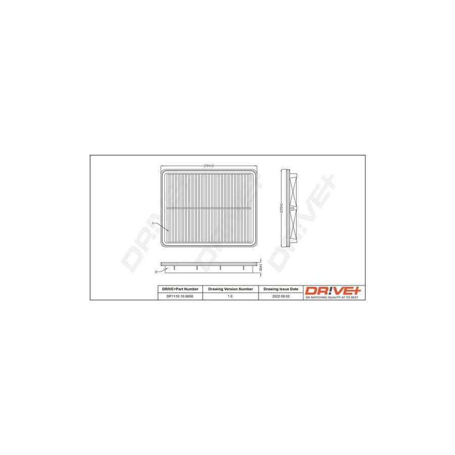 Dr!Ve+ Dp1110.10.0650 Air Filter For Kia Sorento I (Jc)