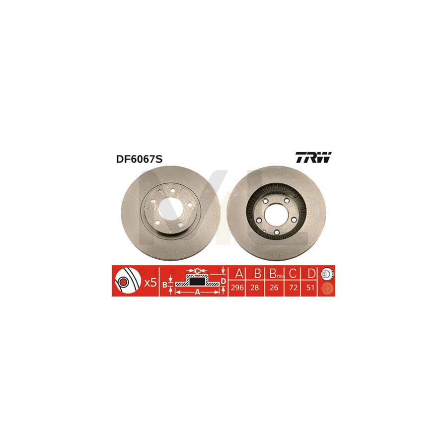 TRW DF6067S Brake Disc Vented, Painted | ML Performance Car Parts