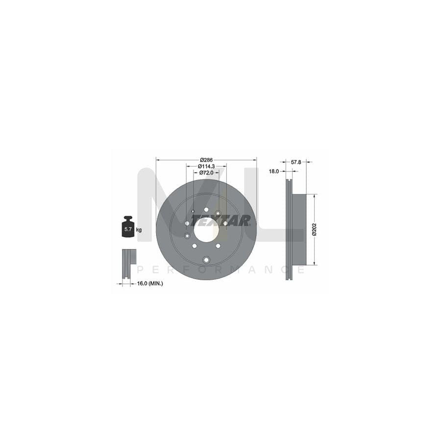 TEXTAR PRO 92242803 Brake Disc for MAZDA MPV Internally Vented, Coated, without wheel hub, without wheel studs | ML Performance Car Parts