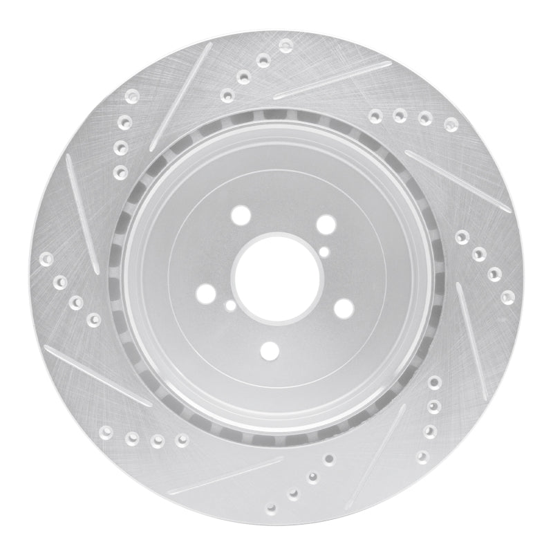 R1 Concepts R1 03-04 Subaru Impreza Rear Right Drilled & Slotted Silver Brake Rotor