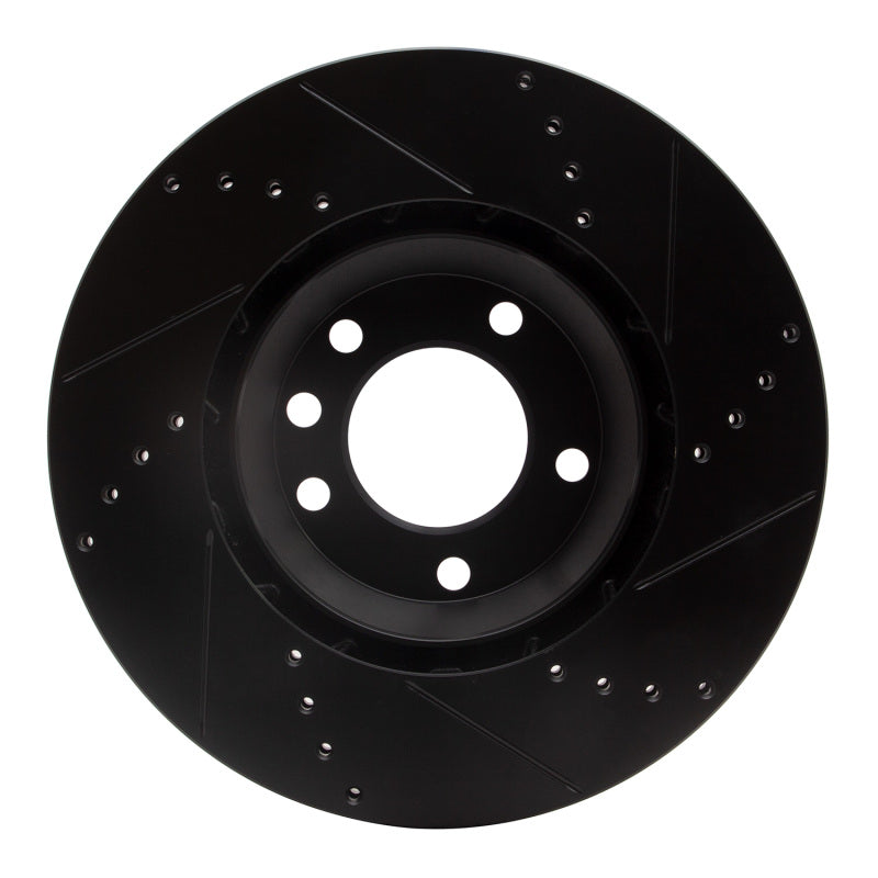 R1 Concepts R1 03-15 Audi Q7 Right Front Drilled & Slotted Black Brake Rotor
