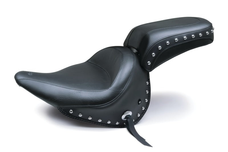 Mustang Motorcycle Mustang 05-17 Harley Deluxe (With Standard Rack) Wide Touring Passenger Seat w/Studs - Black
