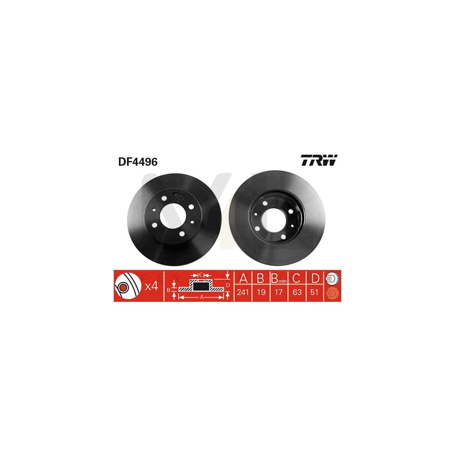 TRW DF4496 Brake Disc Vented, Painted | ML Performance Car Parts