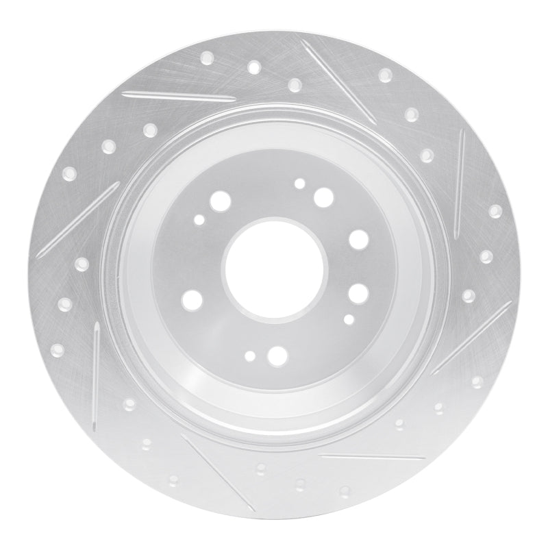 R1 Concepts R1 10-15 Honda Crosstour Rear Left Drilled & Slotted Silver Brake Rotor