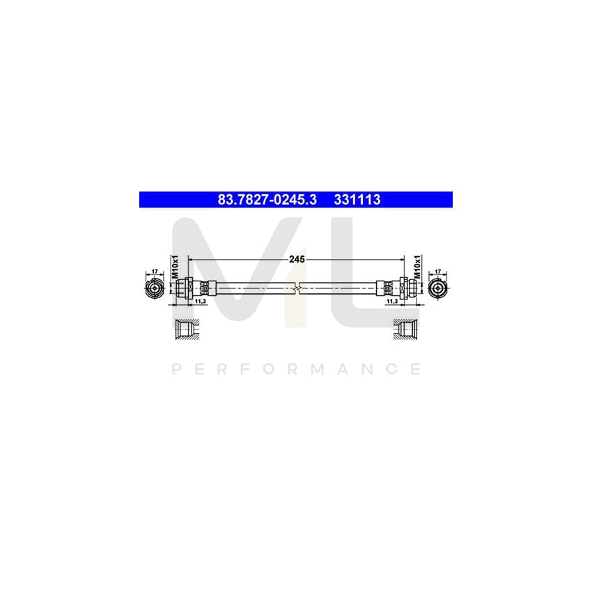 ATE 83.7827-0245.3 Brake Hose 245mm