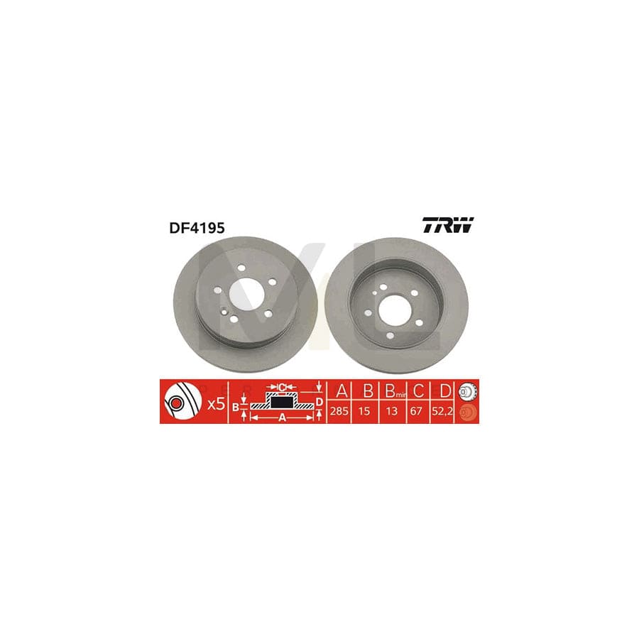 TRW DF4195 Brake Disc suitable for MERCEDES-BENZ ML-Class (W163) Solid, Painted, High-carbon | ML Performance Car Parts