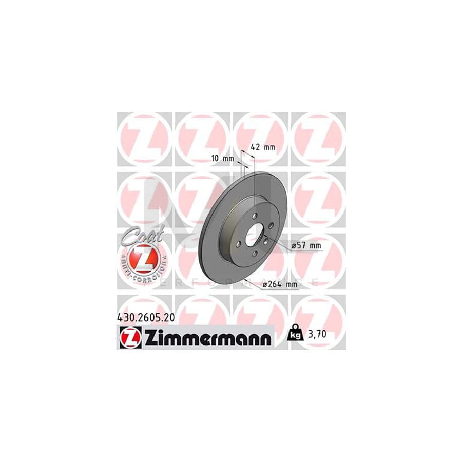 ZIMMERMANN COAT Z 430.2605.20 Brake Disc Solid, Coated - 1 piece