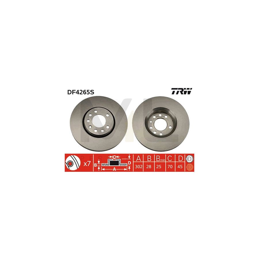 TRW DF4265S Brake Disc Vented, Painted, High-carbon | ML Performance Car Parts