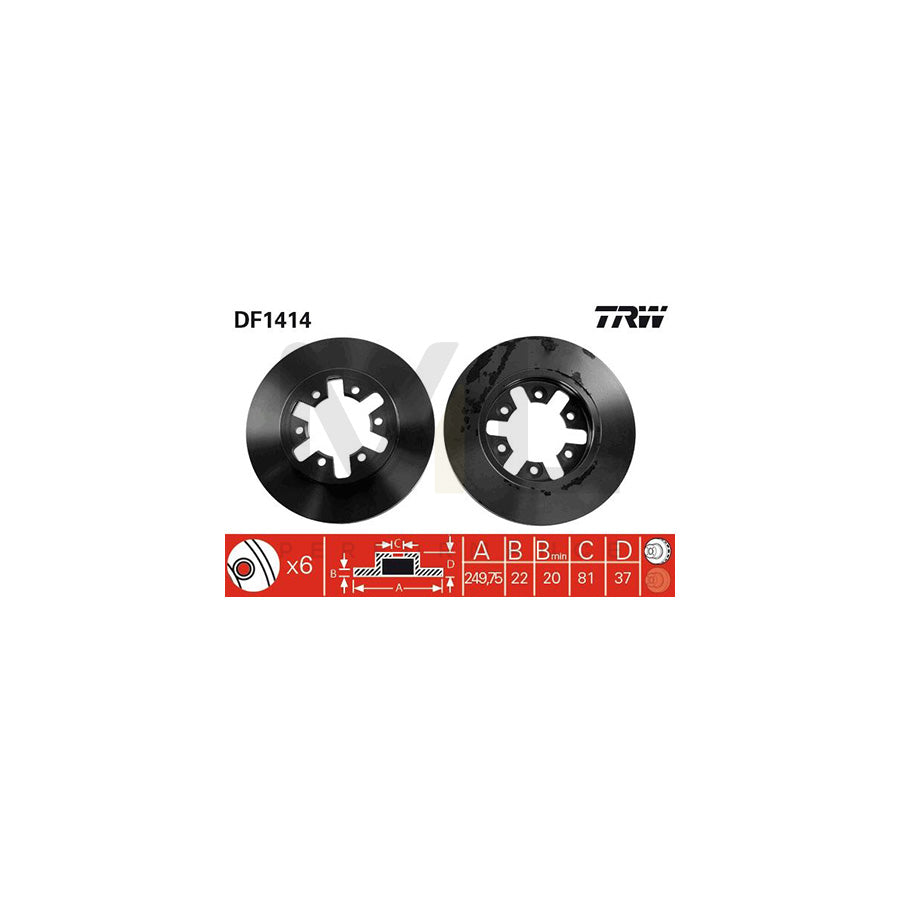 TRW DF1414 Brake Disc Vented, Painted | ML Performance Car Parts