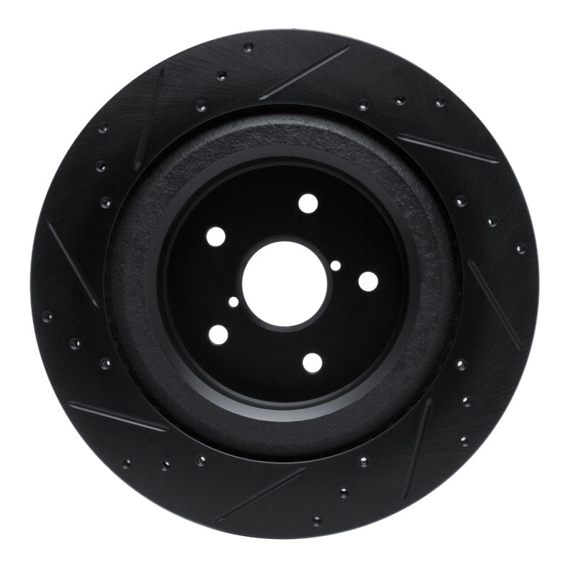R1 Concepts R1 -25 Subaru Ascent Rear Right Drilled & Slotted Black Brake Rotor