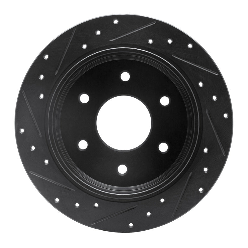 R1 Concepts R1 04-15 Infiniti QX56 Rear Right Drilled & Slotted Black Brake Rotor