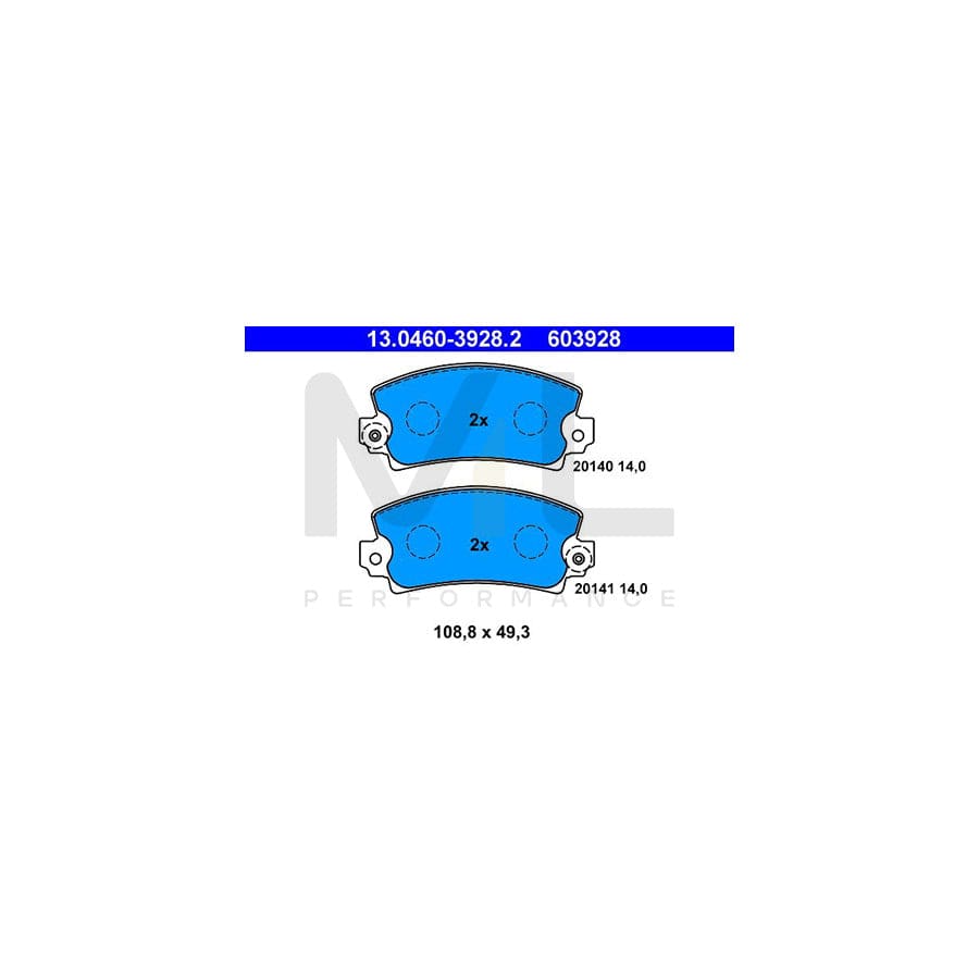 ATE 13.0460-3928.2 Brake pad set excl. wear warning contact, prepared for wear indicator
