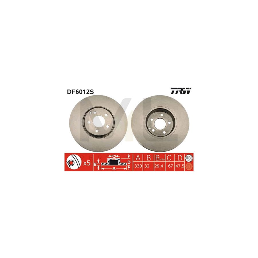 TRW DF6012S Brake Disc suitable for MERCEDES-BENZ E-Class Vented | ML Performance Car Parts