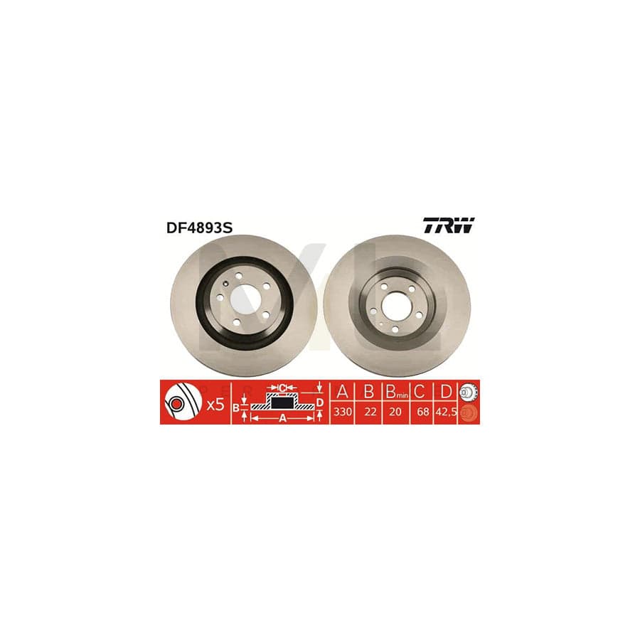 TRW DF4893S Brake Disc for AUDI A6 Vented, Painted | ML Performance Car Parts