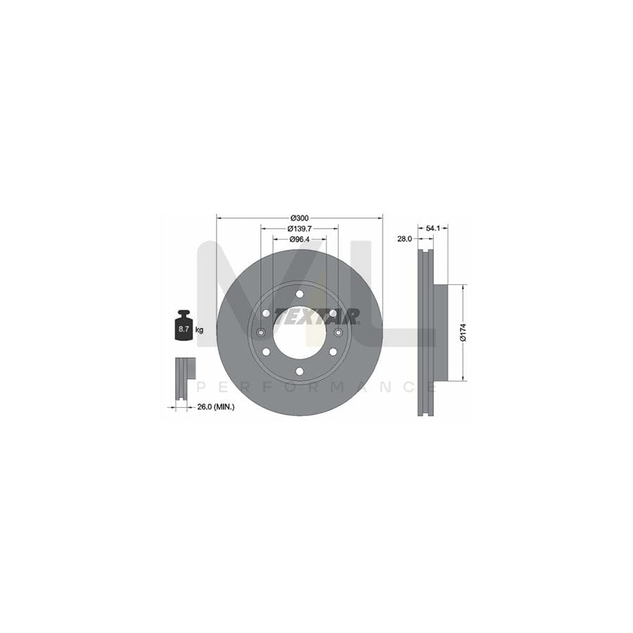 TEXTAR 92164500 Brake Disc for KIA Sedona II (VQ) Internally Vented, without wheel hub, without wheel studs | ML Performance Car Parts