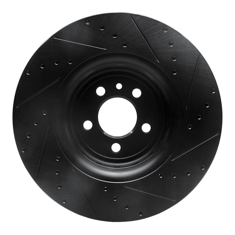 R1 Concepts R1 14-23 Dodge Charger Front Left Drilled & Slotted Black Brake Rotor