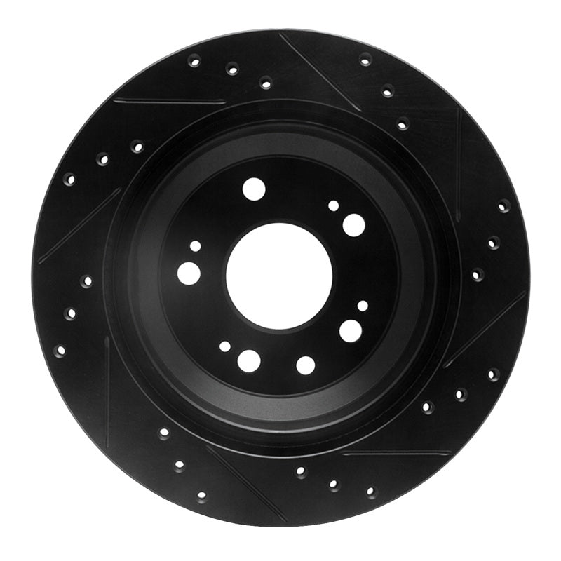 R1 Concepts R1 05-12 Acura RL Rear Left Drilled & Slotted Black Brake Rotor