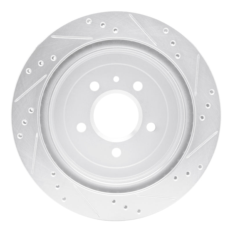R1 Concepts R1 13-19 Cadillac ATS Rear Left Drilled & Slotted Silver Brake Rotor