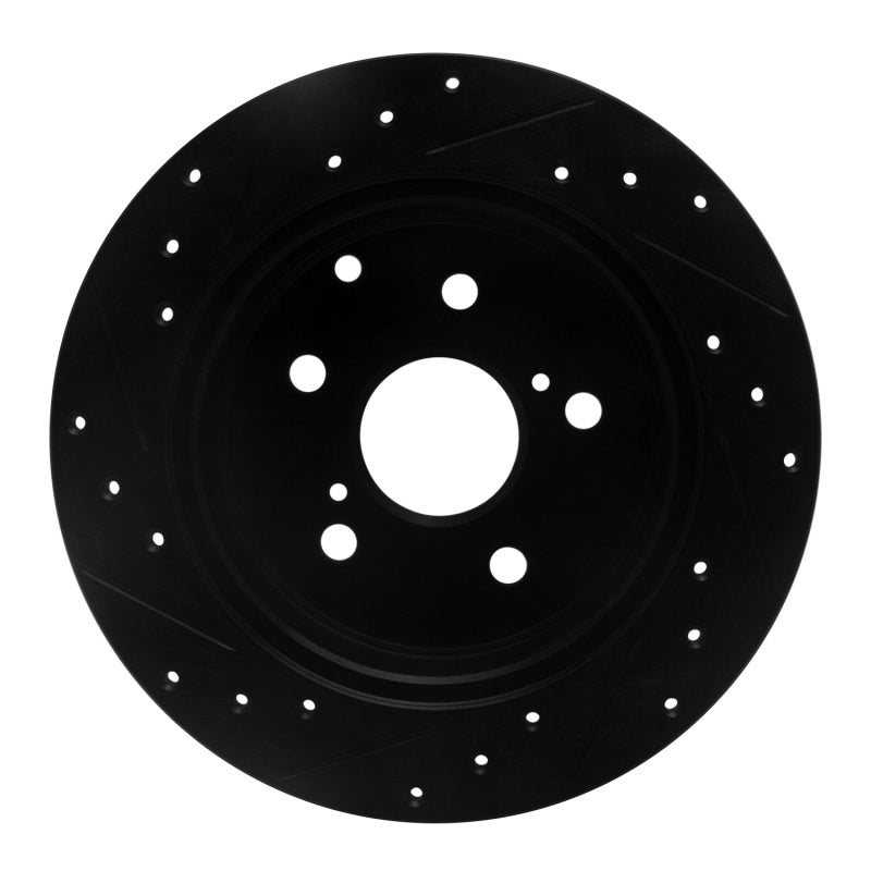 R1 Concepts R1 09-13 Pontiac Vibe Rear Right Drilled & Slotted Black Brake Rotor