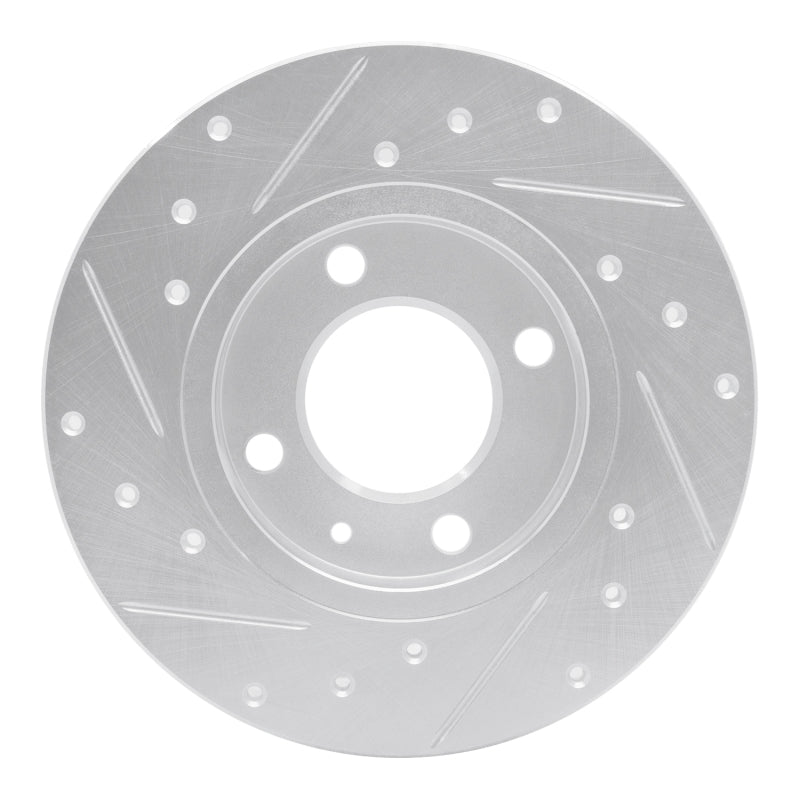 R1 Concepts R1 73-05 Audi Coupe Front Right Drilled & Slotted Silver Brake Rotor