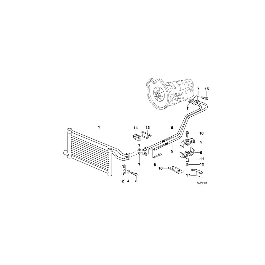 Genuine BMW 17221737841 E38 Oil Cooling Pipe Inlet A5S 310Z (Inc. 730i & 730iL) | ML Performance US Car Parts
