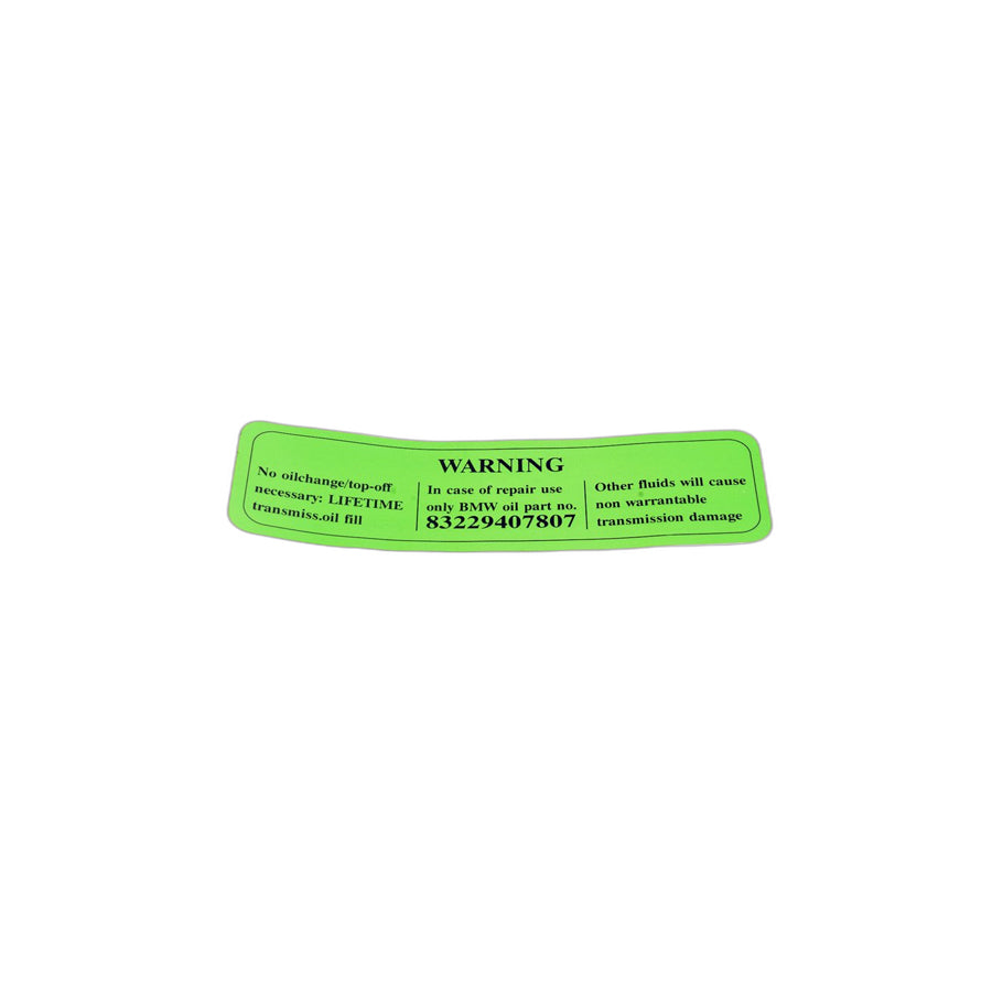 Genuine BMW 24111423620 E39 E53 E31 Stick-On Label (Inc. 840Ci, 735i & 535i) | ML Performance US Car Parts