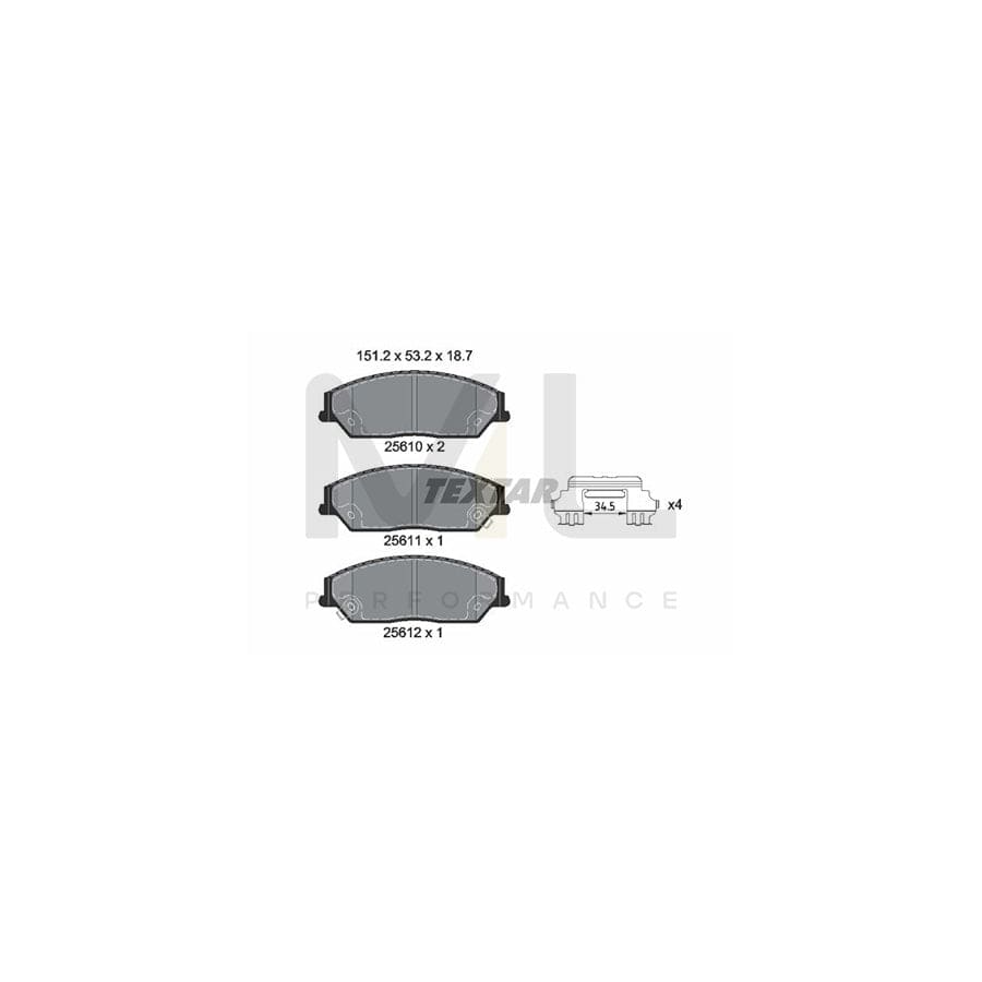 TEXTAR 2561001 Brake pad set with acoustic wear warning | ML Performance Car Parts