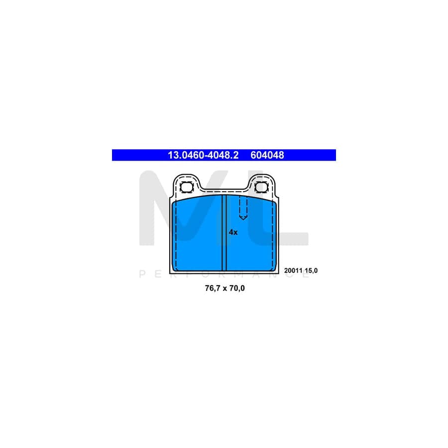 ATE 13.0460-4048.2 Brake pad set excl. wear warning contact, prepared for wear indicator