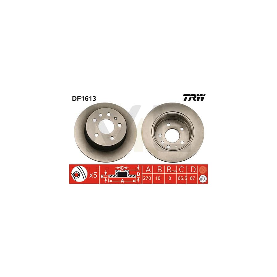 TRW DF1613 Brake Disc Solid, Painted, High-carbon, with bolts/screws | ML Performance Car Parts