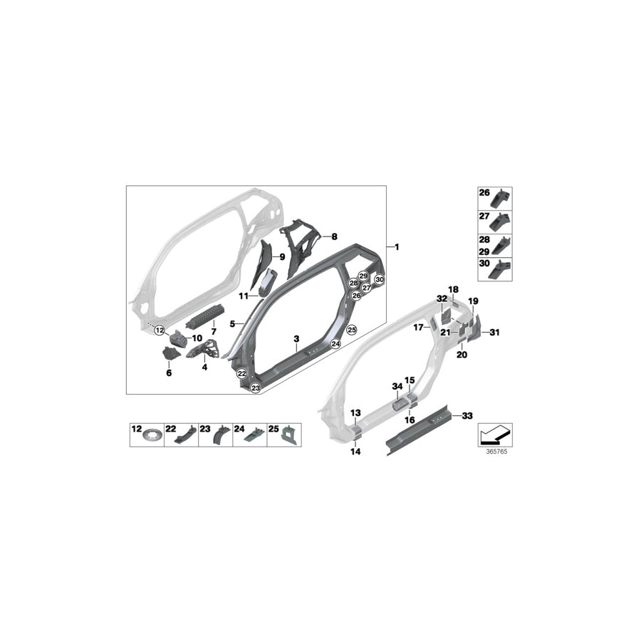 Genuine BMW 41007355325 Mount For Rocker Panel, Rear Left (Inc. i3 60Ah Rex, i3 120Ah & i3s 94Ah) | ML Performance US Car Parts
