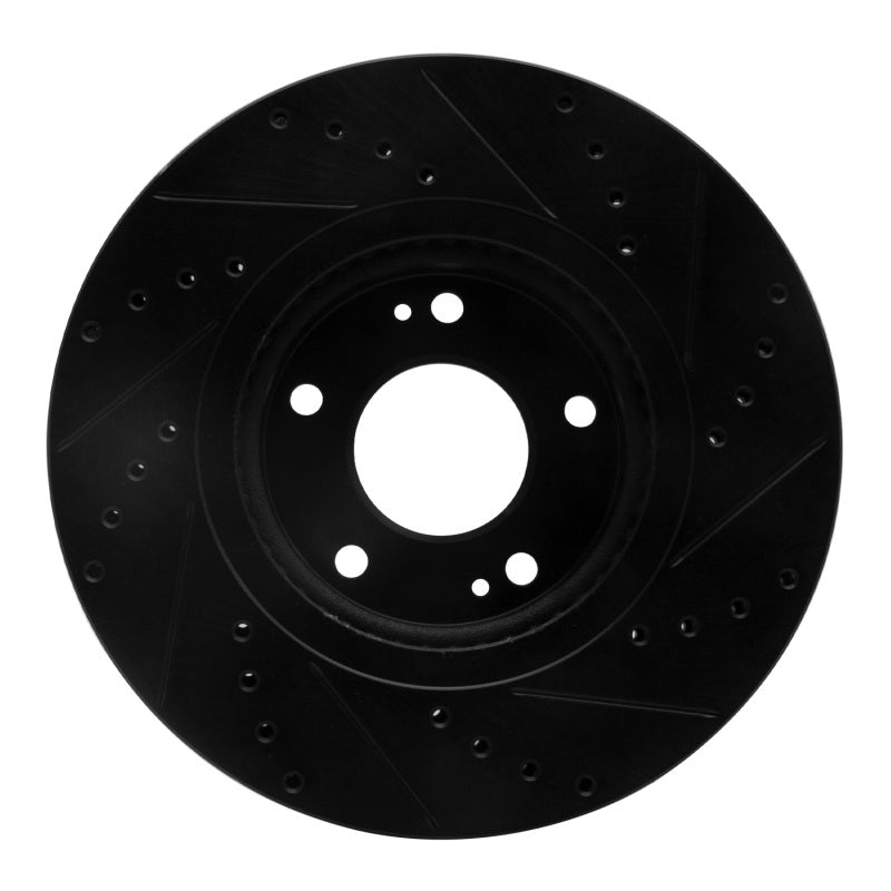 R1 Concepts R1 10-13 Hyundai Santa Fe Front Left Drilled & Slotted Black Brake Rotor