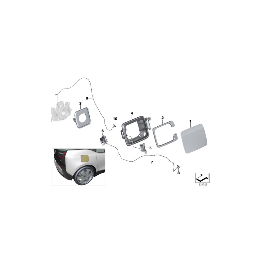Genuine BMW 51177358323 Tensioning Strap, Charging Socket Cover (Inc. i3s 94Ah Rex, i3s 120Ah Rex & i3s 120Ah) | ML Performance US Car Parts
