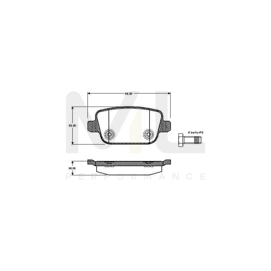Bosch 0986Tb2984 Brake Pad Set Excl. Wear Warning Contact, With Bolts, With Accessories | ML Performance Car Parts