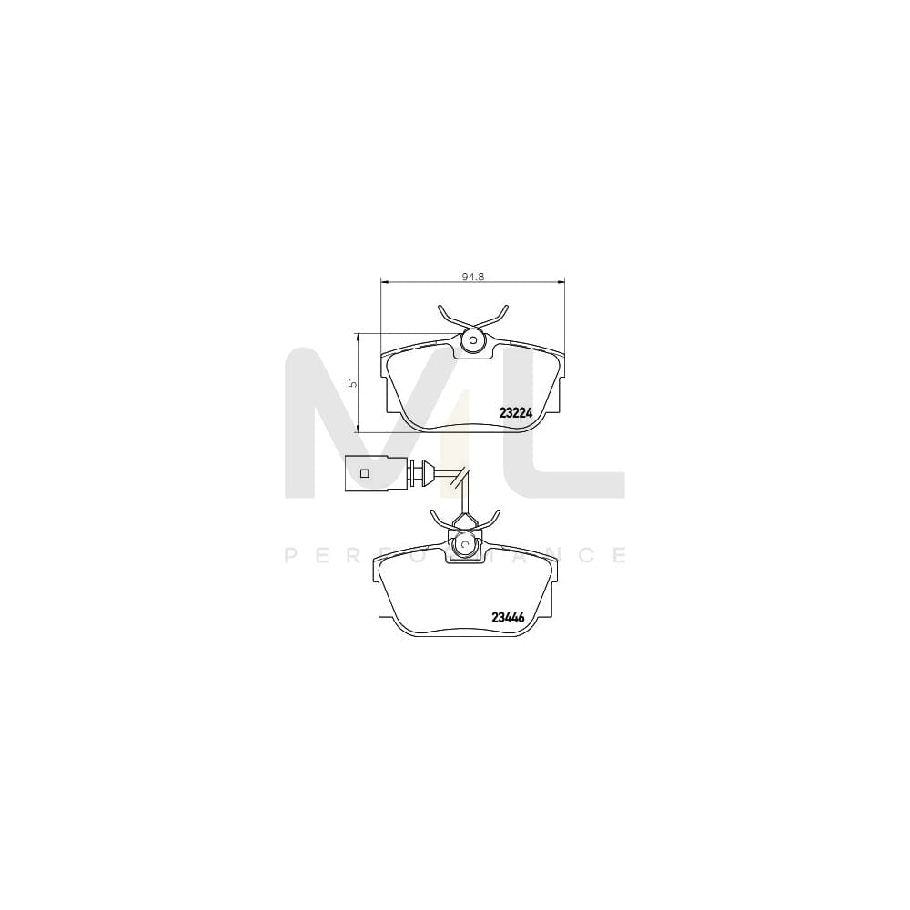 Hella 8DB 355 018-591 Brake Pad Set With Integrated Wear Warning Contact, With Brake Caliper Screws, With Accessories