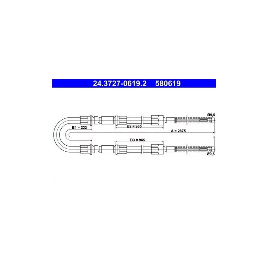 ATE 24.3727-0619.2 Hand Brake Cable for Ford Transit