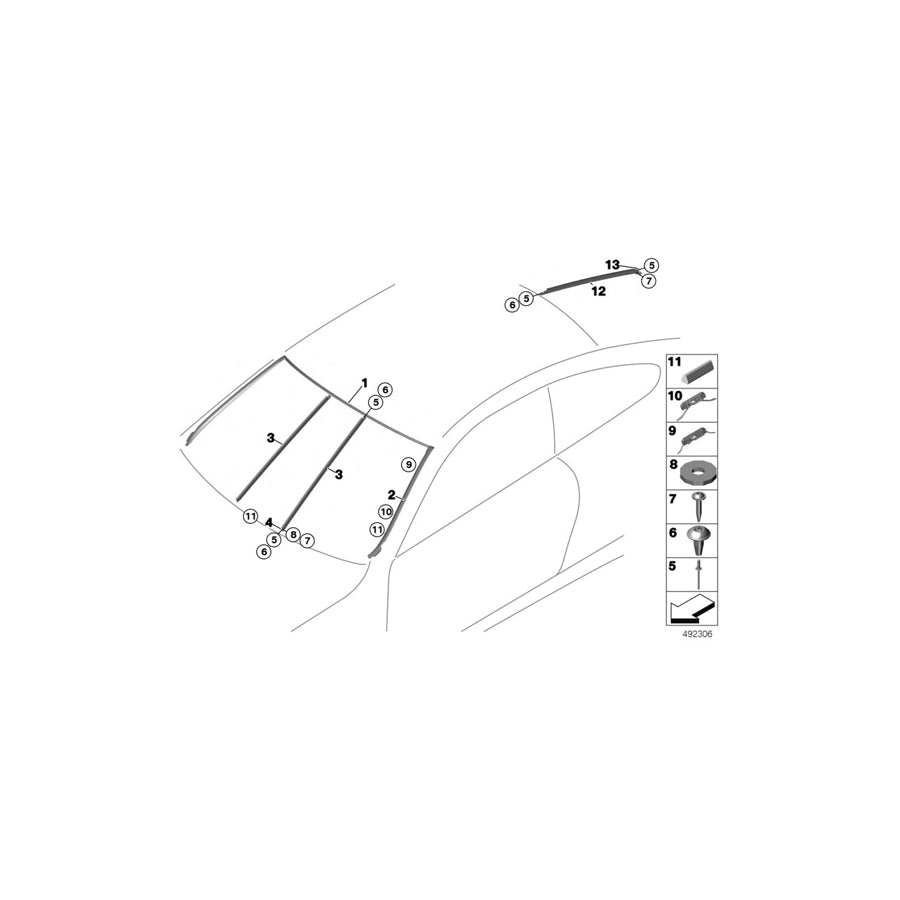 Genuine BMW 51308431056 Support, Rear Window (Inc. M4 GT4) | ML Performance US
