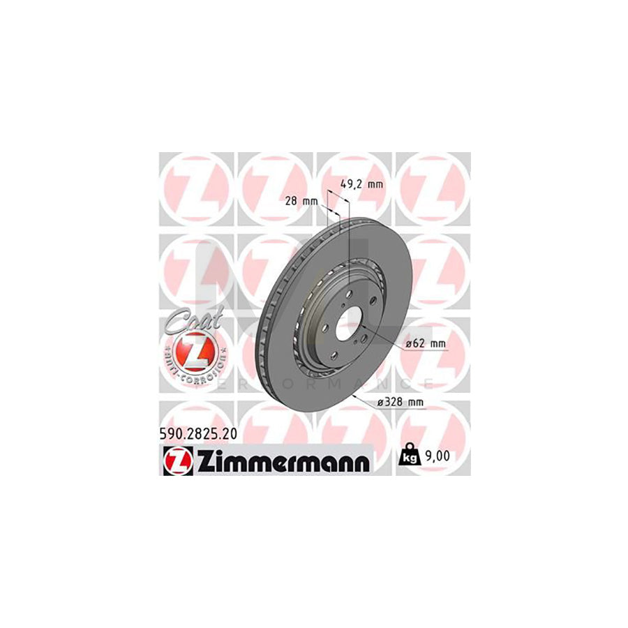 ZIMMERMANN COAT Z 590.2825.20 Brake Disc Externally Vented, Coated - 1 piece