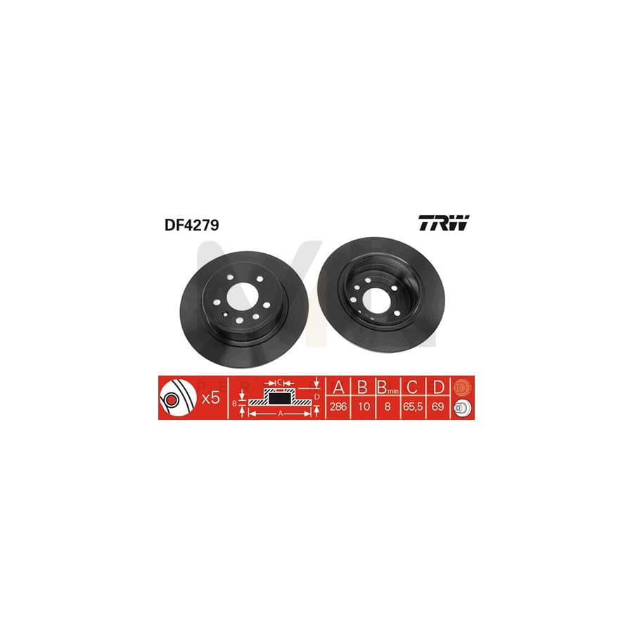 TRW DF4279 Brake Disc for SAAB 9-5 Solid, Painted | ML Performance Car Parts