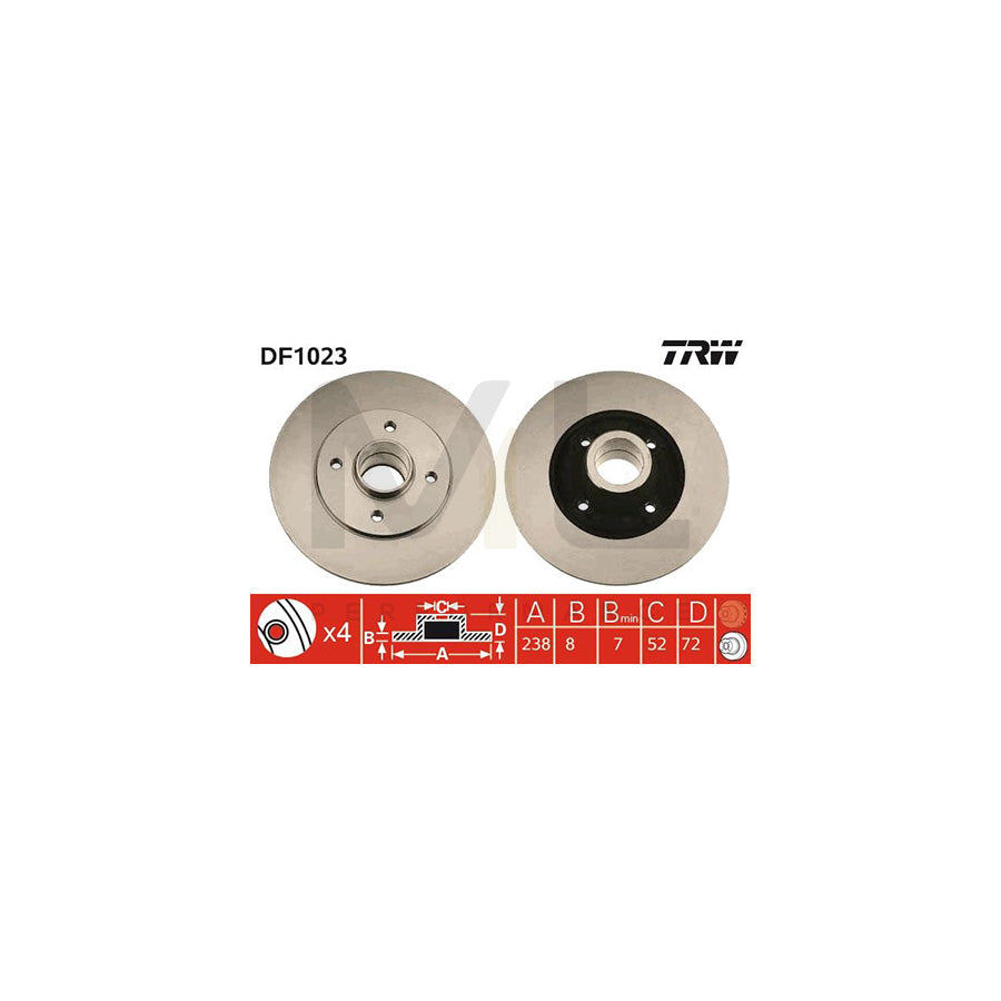 TRW DF1023 Brake Disc Solid | ML Performance Car Parts